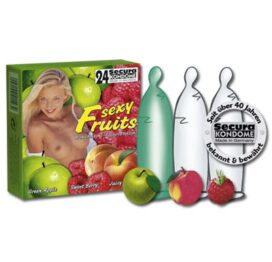 afbeelding 3 condooms met fruit smaak