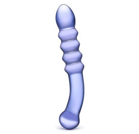 afbeelding Glas Purple Rain Ribbed Glazen Dildo