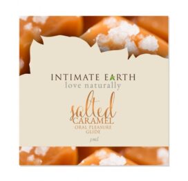 afbeelding intimate earth - oral pleasure glide gezouten caramel foil 3 ml