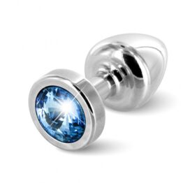 afbeelding diogol - anni butt plug rond zilver / blauw 25 mm