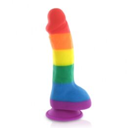 afbeelding pride dildo - silicone rainbow dildo with balls