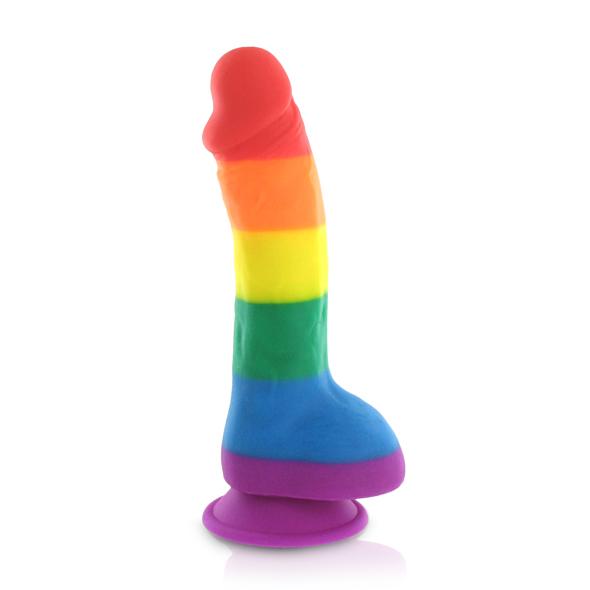 afbeelding Pride Silicone Rainbow Dildo Met Ballen 20 cm