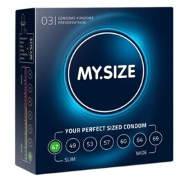 afbeelding my size - natural latex condom 47 width 3 st.