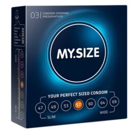 afbeelding my size - natural latex condom 57 width 3 st.