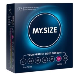 afbeelding my size - natural latex condom 64 width 3 st.