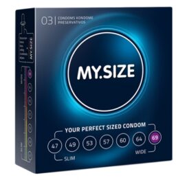 afbeelding my size - natural latex condom 69 width 3 st.