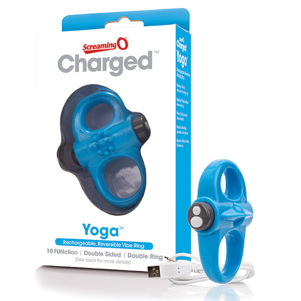 afbeelding The Screaming O Charged Yoga Oplaadbare Vibrerende Penisring Blauw