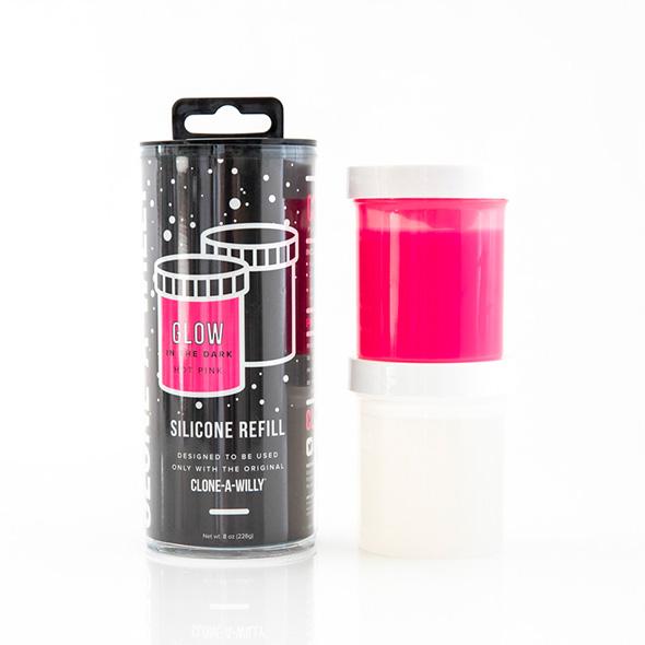 afbeelding Clone-A-Willy Refill Glow In The Dark Silicone Hot Pink