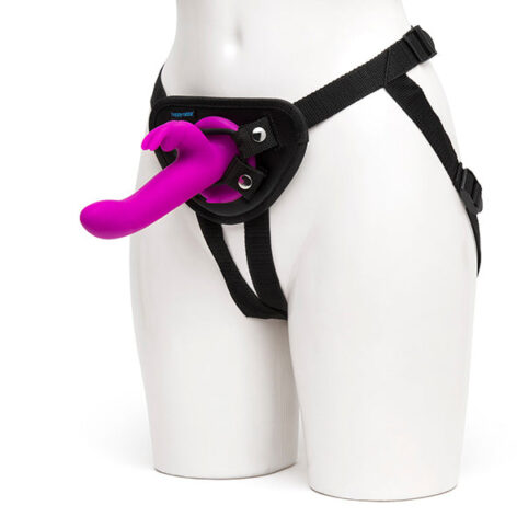 afbeelding Happy Rabbit Vibrerende Voorbind Vibrator met Harnas Paars