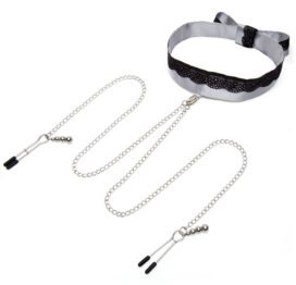 afbeelding Fifty Shades of Grey Play Nice Satijnen Collar & Tepelklemmen