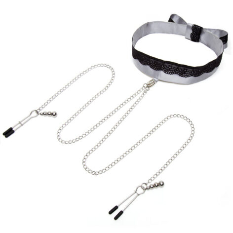 afbeelding Fifty Shades of Grey Play Nice Satijnen Collar & Tepelklemmen