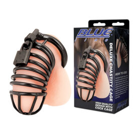 afbeelding Blue Line Deluxe Chastity Cage Black Transparant