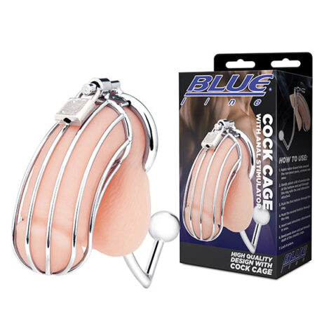 afbeelding Blue Line Cock Cage With Anal Stimulator