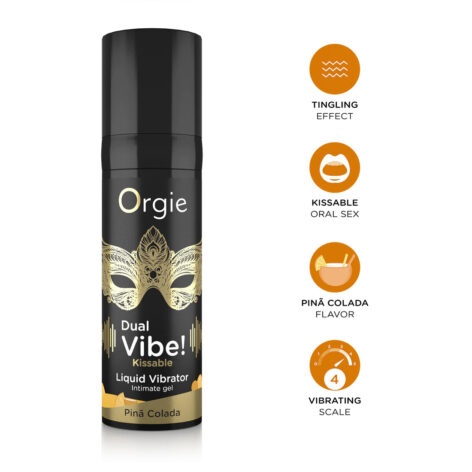 afbeelding Orgie Dual Vibe Kissable Liquid Vibrator Pina Colada 15 ml