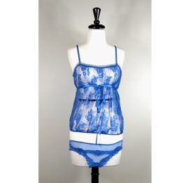 afbeelding lace camisole and thong set - blauw - maat: m/l